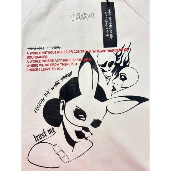 Manière De Voir White Graphic Long Sleeve Mini Dress  NWT 8 10 - Picture 4 of 5